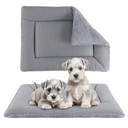 BVAGSS Hundebett Kleine Hunde Reversible, kühl und warm Matten Hundekissen, Waschbar Hundematte für klein mittel große Hunde XH080 (106x71cm,Grau) von BVAGSS