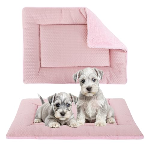 BVAGSS Hundebett Kleine Hunde Reversible, kühl und warm Matten Hundekissen, Waschbar Hundematte für klein mittel große Hunde XH080 (91x58cm,Rosa) von BVAGSS