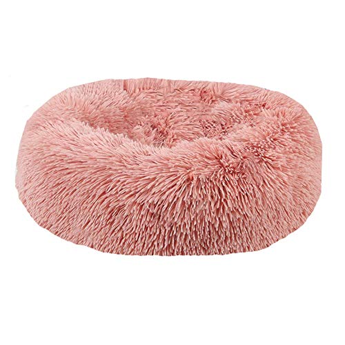 BVAGSS Hundebett Rund Katzenbett Flauschig Donut Kuscheliges Hundekissen Waschbar Ultra Weicher Plüsch Haustierbett für Kleine, Mittelgroße und Große Hunde, Katzen XH034 (Diameter:70 cm, Bean Paste) von BVAGSS