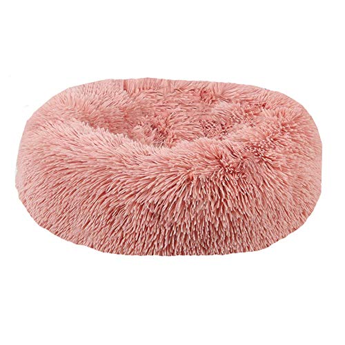 BVAGSS Hundebett Rund Katzenbett Flauschig Donut Kuscheliges Hundekissen Waschbar Ultra Weicher Plüsch Haustierbett für Kleine, Mittelgroße und Große Hunde, Katzen XH034 (Diameter:70, Bean Paste) von BVAGSS