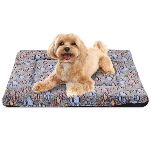 BVAGSS Orthop?disches Hundebett, Waschbar Hundematte, Plüsch Hundekissen Weiche und Warme Hundematte für klein mittel gro?e Hunde, rutschfeste Unterseite XH083 (90x60cm,Coffee Paw) von BVAGSS
