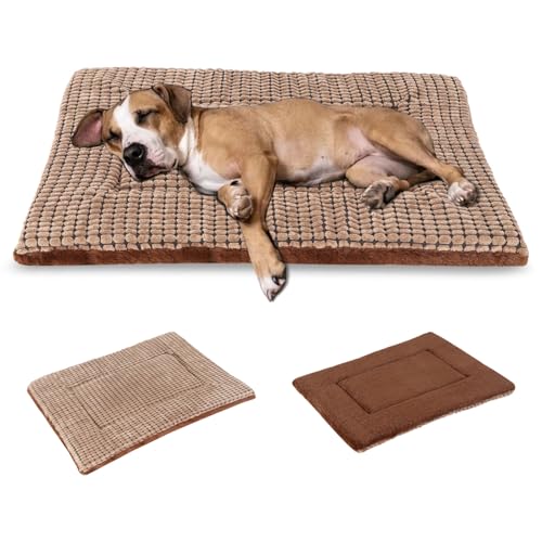 BVAGSS Orthopädisches Hundebett, Waschbar Hundekissen flauschig Hundematte, Umkehrbar Weiche und Warme Hundematte für klein mittel große Hunde XH079 (106x71x4cm,Brown) von BVAGSS