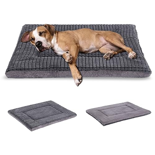 BVAGSS Orthopädisches Hundebett, Waschbar Hundekissen flauschig Hundematte, Umkehrbar Weiche und Warme Hundematte für klein mittel große Hunde XH079 (106x71x4cm,Light Grey) von BVAGSS