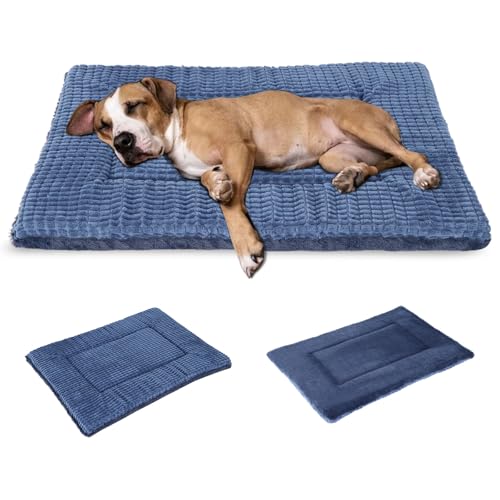 BVAGSS Orthopädisches Hundebett, Waschbar Hundekissen flauschig Hundematte, Umkehrbar Weiche und Warme Hundematte für klein mittel große Hunde XH079 (106x71x4cm,Navy) von BVAGSS