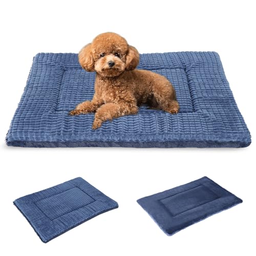 BVAGSS Orthopädisches Hundebett, Waschbar Hundekissen flauschig Hundematte, Umkehrbar Weiche und Warme Hundematte für klein mittel große Hunde XH079 (60x45x4cm,Navy) von BVAGSS