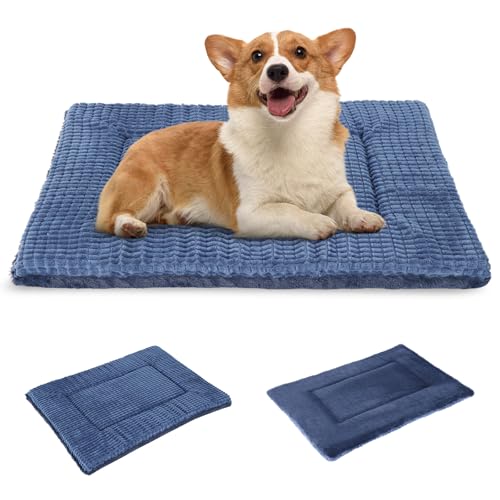 BVAGSS Orthopädisches Hundebett, Waschbar Hundekissen flauschig Hundematte, Umkehrbar Weiche und Warme Hundematte für klein mittel große Hunde XH079 (76x50x4cm,Navy) von BVAGSS