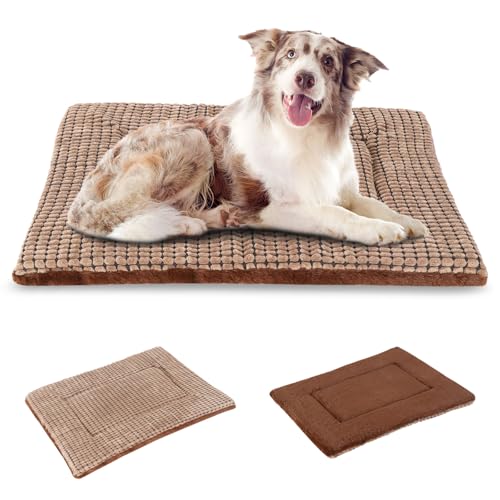 BVAGSS Orthopädisches Hundebett, Waschbar Hundekissen flauschig Hundematte, Umkehrbar Weiche und Warme Hundematte für klein mittel große Hunde XH079 (91x58x4cm,Brown) von BVAGSS