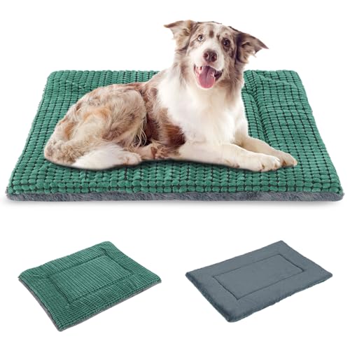 BVAGSS Orthopädisches Hundebett, Waschbar Hundekissen flauschig Hundematte, Umkehrbar Weiche und Warme Hundematte für klein mittel große Hunde XH079 (91x58x4cm,Green) von BVAGSS