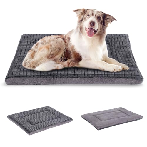 BVAGSS Orthopädisches Hundebett, Waschbar Hundekissen flauschig Hundematte, Umkehrbar Weiche und Warme Hundematte für klein mittel große Hunde XH079 (91x58x4cm,Light Grey) von BVAGSS