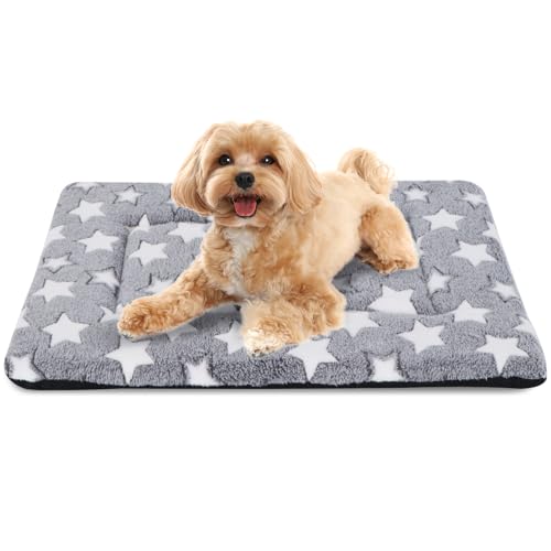 BVAGSS Orthopädisches Hundebett, Waschbar Hundematte, Plüsch Hundekissen Weiche und Warme Hundematte für klein mittel große Hunde, rutschfeste Unterseite XH083 (60x45cm,White Star) von BVAGSS
