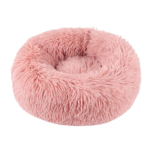 BVAGSS Hundebett Rund Katzenbett Flauschig Donut Kuscheliges Hundekissen Waschbar Ultra Weicher Plüsch Haustierbett für Kleine, Mittelgroße und Große Hunde, Katzen XH034 (Diameter:40 cm, Bean Paste) von BVAGSS
