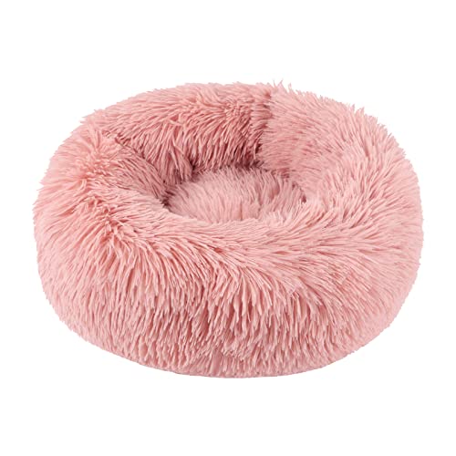 BVAGSS Hundebett Rund Katzenbett Flauschig Donut Kuscheliges Hundekissen Waschbar Ultra Weicher Plüsch Haustierbett für Kleine, Mittelgroße und Große Hunde, Katzen XH034 (Diameter:40cm, Bean Paste) von BVAGSS