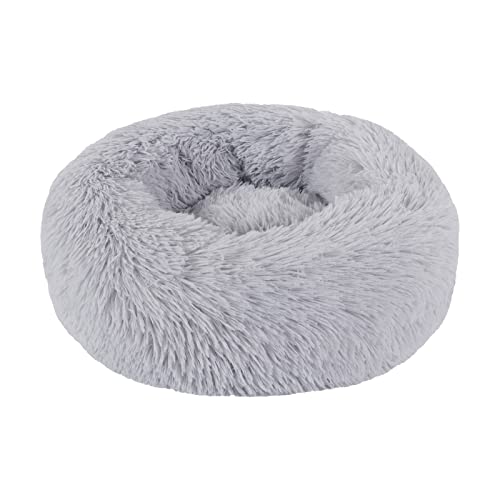 BVAGSS Hundebett Rund Katzenbett Flauschig Donut Kuscheliges Hundekissen Waschbar Ultra Weicher Plüsch Haustierbett für Kleine, Mittelgroße und Große Hunde, Katzen XH034 (Diameter:40cm, Light Grey) von BVAGSS