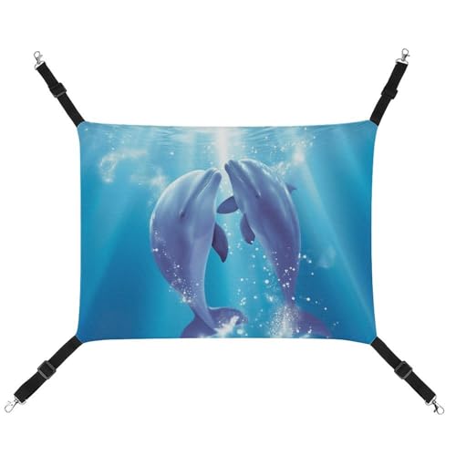 BVKWNTSA Geeignet für alle Jahreszeiten! Bedruckte Haustierhängematte aus Segeltuch, Motiv: Delfine in Love, hängendes Katzen- und Hundebett, atmungsaktiv und bequem BVKWNTSA Geeignet für alle Jahreszeiten! Bedruckte Haustierhängematte aus Segeltuch, Motiv: Delfine in Love, hängendes Katzen- und Hundebett, atmungsaktiv und bequem von BVKWNTSA