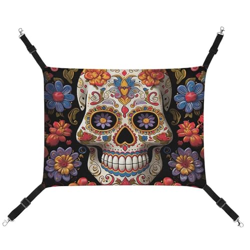 BVKWNTSA Geeignet für alle Jahreszeiten! Bedruckte Haustierhängematte aus Segeltuch, Motiv: Sugar Skulls1, hängendes Katzen- und Hundebett, atmungsaktiv und bequem BVKWNTSA Geeignet für alle Jahreszeiten! Bedruckte Haustierhängematte aus Segeltuch, Motiv: Sugar Skulls1, hängendes Katzen- und Hundebett, atmungsaktiv und bequem von BVKWNTSA