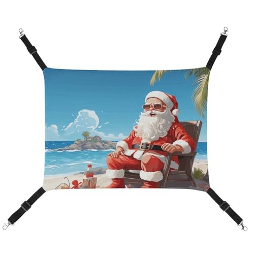 BVKWNTSA Geeignet für alle Jahreszeiten! Bedruckte Haustierhängematte aus Segeltuch, Weihnachtsmann am Strand, hängendes Katzen- und Hundebett, atmungsaktiv und bequem BVKWNTSA Geeignet für alle Jahreszeiten! Bedruckte Haustierhängematte aus Segeltuch, Weihnachtsmann am Strand, hängendes Katzen- und Hundebett, atmungsaktiv und bequem von BVKWNTSA