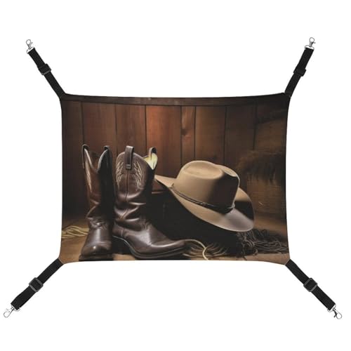 BVKWNTSA Geeignet für alle Jahreszeiten! Canvas Cowboy schwarzer Hut Westernstiefel bedruckte Haustierhängematte, hängendes Katzen- und Hundebett, atmungsaktiv und bequem unverzichtbar BVKWNTSA Geeignet für alle Jahreszeiten! Canvas Cowboy schwarzer Hut Westernstiefel bedruckte Haustierhängematte, hängendes Katzen- und Hundebett, atmungsaktiv und bequem unverzichtbar von BVKWNTSA
