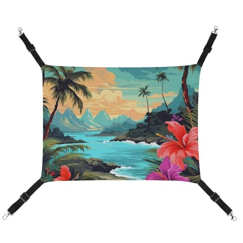 BVKWNTSA Geeignet für alle Jahreszeiten! Leinen-Hängematte mit Hello Hawaii-Druck, hängendes Katzen- und Hundebett, atmungsaktiv und bequem, unverzichtbar BVKWNTSA Geeignet für alle Jahreszeiten! Leinen-Hängematte mit Hello Hawaii-Druck, hängendes Katzen- und Hundebett, atmungsaktiv und bequem, unverzichtbar von BVKWNTSA
