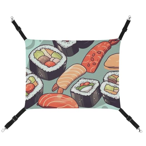 BVKWNTSA Geeignet für alle Jahreszeiten! Leinen-Hängematte mit Sushi-Druck, hängendes Katzen- und Hundebett, atmungsaktiv und bequem, unverzichtbar von BVKWNTSA