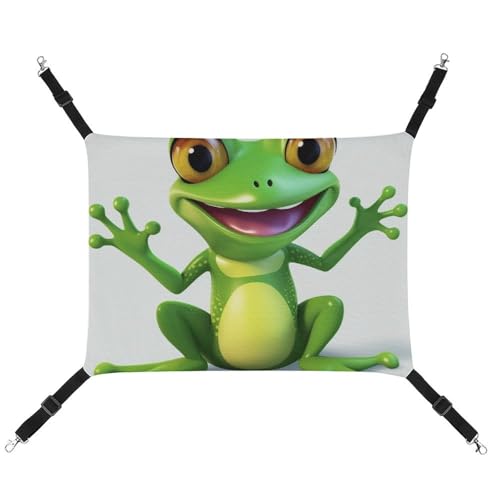 BVKWNTSA Geeignet für alle Jahreszeiten! Leinen-Hängematte mit grünem Frosch-Motiv, hängendes Katzen- und Hundebett, atmungsaktiv und bequem, unverzichtbar BVKWNTSA Geeignet für alle Jahreszeiten! Leinen-Hängematte mit grünem Frosch-Motiv, hängendes Katzen- und Hundebett, atmungsaktiv und bequem, unverzichtbar von BVKWNTSA