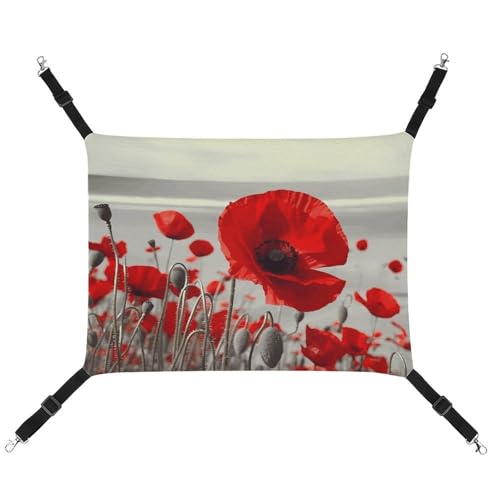 BVKWNTSA Geeignet für alle Jahreszeiten! Leinen-Hängematte mit rotem Mohnblumen-Druck, hängendes Katzen- und Hundebett, atmungsaktiv und bequem, unverzichtbar BVKWNTSA Geeignet für alle Jahreszeiten! Leinen-Hängematte mit rotem Mohnblumen-Druck, hängendes Katzen- und Hundebett, atmungsaktiv und bequem, unverzichtbar von BVKWNTSA