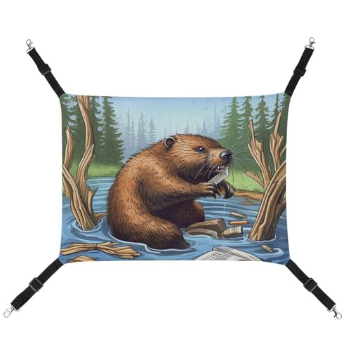 BVKWNTSA Geeignet für alle Jahreszeiten! Leinwand Busy Beaver Cartoon bedruckte Haustierhängematte, hängendes Katzen- und Hundebett, atmungsaktiv und bequem unverzichtbar BVKWNTSA Geeignet für alle Jahreszeiten! Leinwand Busy Beaver Cartoon bedruckte Haustierhängematte, hängendes Katzen- und Hundebett, atmungsaktiv und bequem unverzichtbar von BVKWNTSA