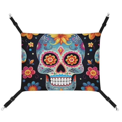 BVKWNTSA Geeignet für alle Jahreszeiten. Bedruckte Haustier-Hängematte aus Segeltuch, mit Totenkopf-Motiv, zum Aufhängen, atmungsaktiv und bequem BVKWNTSA Geeignet für alle Jahreszeiten. Bedruckte Haustier-Hängematte aus Segeltuch, mit Totenkopf-Motiv, zum Aufhängen, atmungsaktiv und bequem von BVKWNTSA