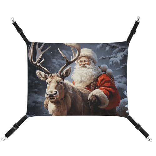 BVKWNTSA Geeignet für alle Jahreszeiten. Bedruckte Haustierhängematte, Weihnachtsmann und Hirsch, Elch, hängendes Katzen- und Hundebett, atmungsaktiv und bequem BVKWNTSA Geeignet für alle Jahreszeiten. Bedruckte Haustierhängematte, Weihnachtsmann und Hirsch, Elch, hängendes Katzen- und Hundebett, atmungsaktiv und bequem von BVKWNTSA