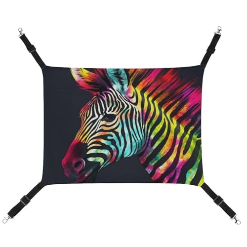 BVKWNTSA Geeignet für alle Jahreszeiten. Leinen-Hängematte mit buntem Regenbogen-Zebra-Druck, zum Aufhängen, Katzen- und Hundebett, atmungsaktiv und bequem, unverzichtbar BVKWNTSA Geeignet für alle Jahreszeiten. Leinen-Hängematte mit buntem Regenbogen-Zebra-Druck, zum Aufhängen, Katzen- und Hundebett, atmungsaktiv und bequem, unverzichtbar von BVKWNTSA