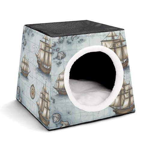 Leichte Reisebox Hundehütte Indoor & Outdoor Bootskarte Bedruckte Indoor Hundehütte mit waschbarem Plüschkissen Geeignet für Hunde & Katzen Leichte Reisebox Hundehütte Indoor & Outdoor Bootskarte Bedruckte Indoor Hundehütte mit waschbarem Plüschkissen Geeignet für Hunde & Katzen von BVKWNTSA