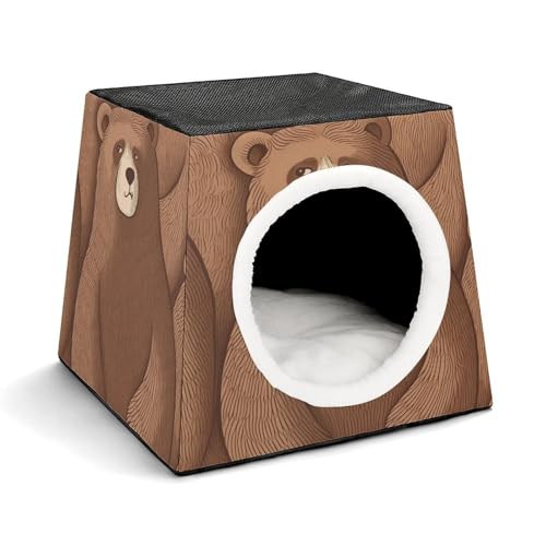 Leichte Reisebox Hundehütte Indoor & Outdoor Braunbär Bedruckte Indoor Hundehütte mit waschbarem Plüschkissen Geeignet für Hunde & Katzen Leichte Reisebox Hundehütte Indoor & Outdoor Braunbär Bedruckte Indoor Hundehütte mit waschbarem Plüschkissen Geeignet für Hunde & Katzen von BVKWNTSA