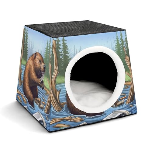 Leichte Reisebox Hundehütte Indoor & Outdoor Busy Beaver Cartoon Printed Indoor Dog House with Washable Plush Cushion Suitable for Dogs & Cats Leichte Reisebox Hundehütte Indoor & Outdoor Busy Beaver Cartoon Printed Indoor Dog House with Washable Plush Cushion Suitable for Dogs & Cats von BVKWNTSA