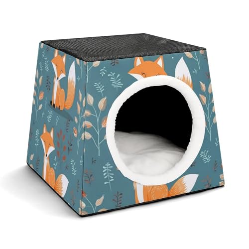 Leichte Reisebox Hundehütte Indoor & Outdoor Cartoon Fuchs Muster Bedruckte Indoor Hundehütte mit waschbarem Plüschkissen Geeignet für Hunde & Katzen Leichte Reisebox Hundehütte Indoor & Outdoor Cartoon Fuchs Muster Bedruckte Indoor Hundehütte mit waschbarem Plüschkissen Geeignet für Hunde & Katzen von BVKWNTSA
