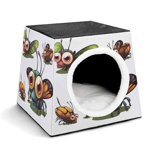 Leichte Reisebox Hundehütte Indoor & Outdoor Cartoon Insekten Gedruckt Indoor Hundehaus mit waschbarem Plüschkissen Geeignet für Hunde & Katzen Leichte Reisebox Hundehütte Indoor & Outdoor Cartoon Insekten Gedruckt Indoor Hundehaus mit waschbarem Plüschkissen Geeignet für Hunde & Katzen von BVKWNTSA