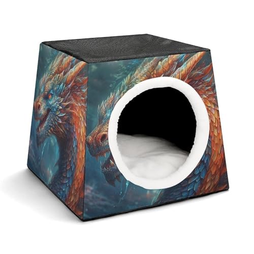 Leichte Reisebox Hundehütte Indoor & Outdoor Dragon Art Printed Indoor Dog House mit waschbarem Plüschkissen Geeignet für Hunde & Katzen Leichte Reisebox Hundehütte Indoor & Outdoor Dragon Art Printed Indoor Dog House mit waschbarem Plüschkissen Geeignet für Hunde & Katzen von BVKWNTSA