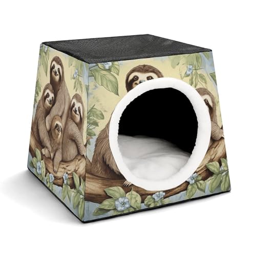 Leichte Reisebox Hundehütte Indoor & Outdoor Faultier Familie Bedruckte Indoor Hundehütte mit waschbarem Plüschkissen Geeignet für Hunde & Katzen Leichte Reisebox Hundehütte Indoor & Outdoor Faultier Familie Bedruckte Indoor Hundehütte mit waschbarem Plüschkissen Geeignet für Hunde & Katzen von BVKWNTSA