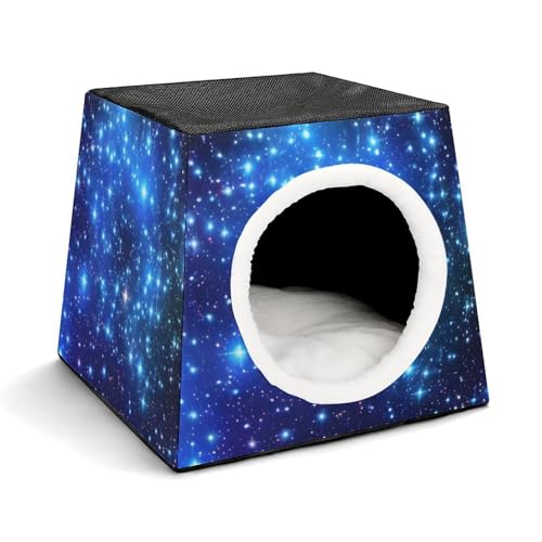 Leichte Reisebox Hundehütte Indoor & Outdoor Galaxy Stars_76285895 Bedruckte Indoor Hundehütte mit waschbarem Plüschkissen, geeignet für Hunde & Katzen von BVKWNTSA