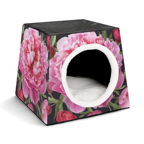 Leichte Reisebox Hundehütte Indoor & Outdoor Garten Pfingstrose Bedruckte Indoor Hundehütte mit waschbarem Plüschkissen Geeignet für Hunde & Katzen Leichte Reisebox Hundehütte Indoor & Outdoor Garten Pfingstrose Bedruckte Indoor Hundehütte mit waschbarem Plüschkissen Geeignet für Hunde & Katzen von BVKWNTSA