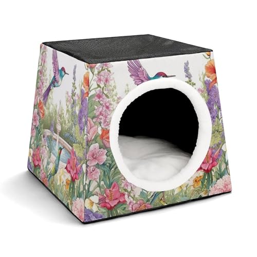 Leichte Reisebox Hundehütte Indoor & Outdoor Garten mit Vögeln und Blumen Bedruckte Indoor Hundehütte mit waschbarem Plüschkissen Geeignet für Hunde & Katzen Leichte Reisebox Hundehütte Indoor & Outdoor Garten mit Vögeln und Blumen Bedruckte Indoor Hundehütte mit waschbarem Plüschkissen Geeignet für Hunde & Katzen von BVKWNTSA