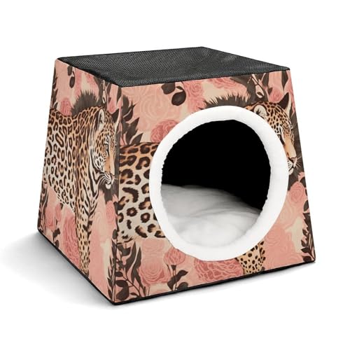 Leichte Reisebox Hundehütte Indoor & Outdoor Gestreift Leopard Gedruckt Indoor Hundehaus mit waschbarem Plüschkissen Geeignet für Hunde & Katzen Leichte Reisebox Hundehütte Indoor & Outdoor Gestreift Leopard Gedruckt Indoor Hundehaus mit waschbarem Plüschkissen Geeignet für Hunde & Katzen von BVKWNTSA