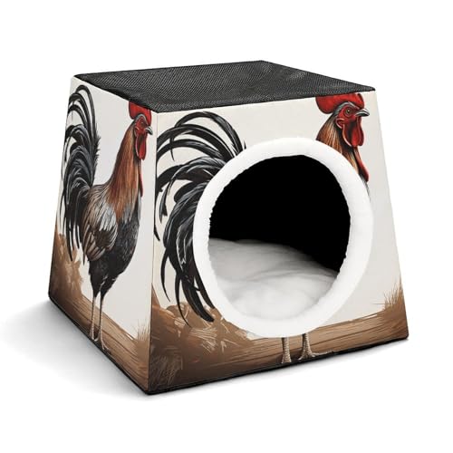 Leichte Reisebox Hundehütte Indoor & Outdoor Hahn Bedruckte Indoor Hundehütte mit waschbarem Plüschkissen Geeignet für Hunde & Katzen Leichte Reisebox Hundehütte Indoor & Outdoor Hahn Bedruckte Indoor Hundehütte mit waschbarem Plüschkissen Geeignet für Hunde & Katzen von BVKWNTSA