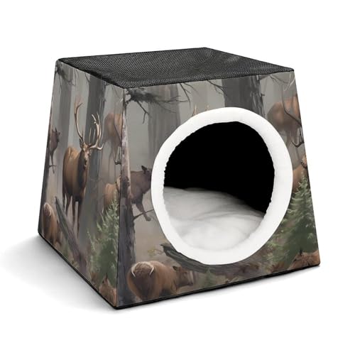 Leichte Reisebox Hundehütte Indoor & Outdoor Jagd Hirsch Bär Elch Bedruckte Indoor Hundehütte mit waschbarem Plüschkissen Geeignet für Hunde & Katzen Leichte Reisebox Hundehütte Indoor & Outdoor Jagd Hirsch Bär Elch Bedruckte Indoor Hundehütte mit waschbarem Plüschkissen Geeignet für Hunde & Katzen von BVKWNTSA