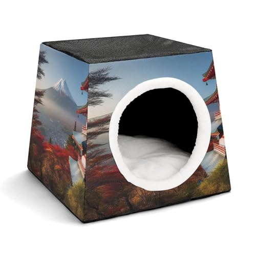 Leichte Reisebox Hundehütte Indoor & Outdoor Japan Mount Fuji Landschaft Bedruckte Indoor Hundehütte mit waschbarem Plüschkissen Geeignet für Hunde & Katzen Leichte Reisebox Hundehütte Indoor & Outdoor Japan Mount Fuji Landschaft Bedruckte Indoor Hundehütte mit waschbarem Plüschkissen Geeignet für Hunde & Katzen von BVKWNTSA