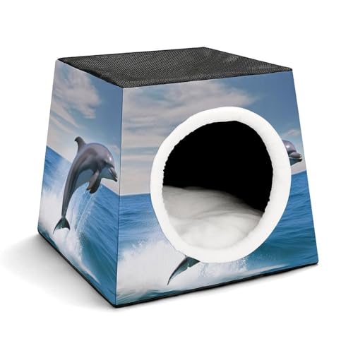 Leichte Reisebox Hundehütte Indoor & Outdoor Jumping Up Delfine Bedruckte Indoor Hundehütte mit waschbarem Plüschkissen Geeignet für Hunde & Katzen Leichte Reisebox Hundehütte Indoor & Outdoor Jumping Up Delfine Bedruckte Indoor Hundehütte mit waschbarem Plüschkissen Geeignet für Hunde & Katzen von BVKWNTSA