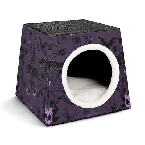 Leichte Reisebox Hundehütte Indoor & Outdoor Lila Schwarz Goth Gruselig Bedruckte Indoor Hundehütte mit waschbarem Plüschkissen Geeignet für Hunde & Katzen Leichte Reisebox Hundehütte Indoor & Outdoor Lila Schwarz Goth Gruselig Bedruckte Indoor Hundehütte mit waschbarem Plüschkissen Geeignet für Hunde & Katzen von BVKWNTSA