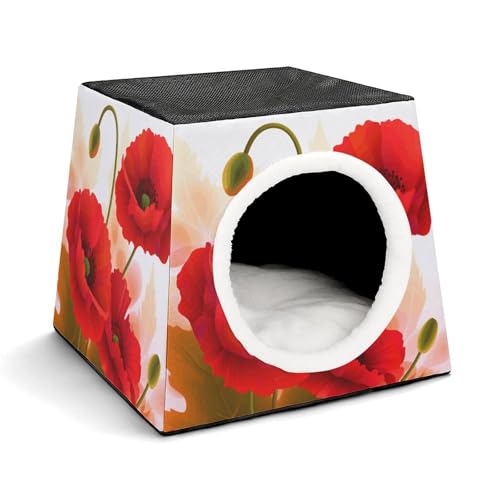 Leichte Reisebox Hundehütte Indoor & Outdoor Mohnblumen Lebendige Blütenblätter Bedruckte Indoor Hundehütte mit waschbarem Plüschkissen Geeignet für Hunde & Katzen Leichte Reisebox Hundehütte Indoor & Outdoor Mohnblumen Lebendige Blütenblätter Bedruckte Indoor Hundehütte mit waschbarem Plüschkissen Geeignet für Hunde & Katzen von BVKWNTSA