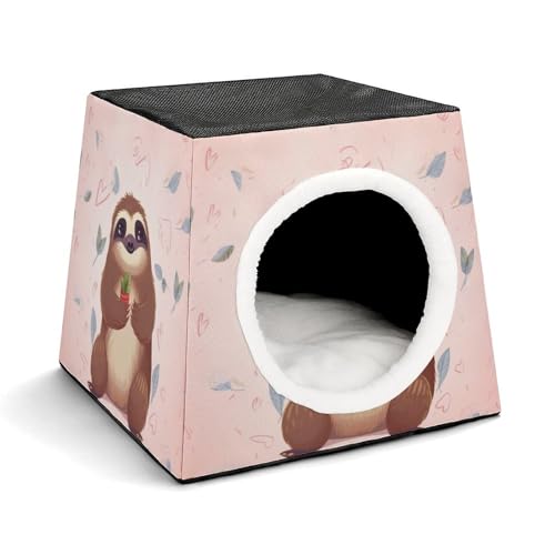 Leichte Reisebox Hundehütte Indoor & Outdoor Niedliches Faultier Bedrucktes Indoor Hundehaus mit waschbarem Plüschkissen Geeignet für Hunde & Katzen Leichte Reisebox Hundehütte Indoor & Outdoor Niedliches Faultier Bedrucktes Indoor Hundehaus mit waschbarem Plüschkissen Geeignet für Hunde & Katzen von BVKWNTSA