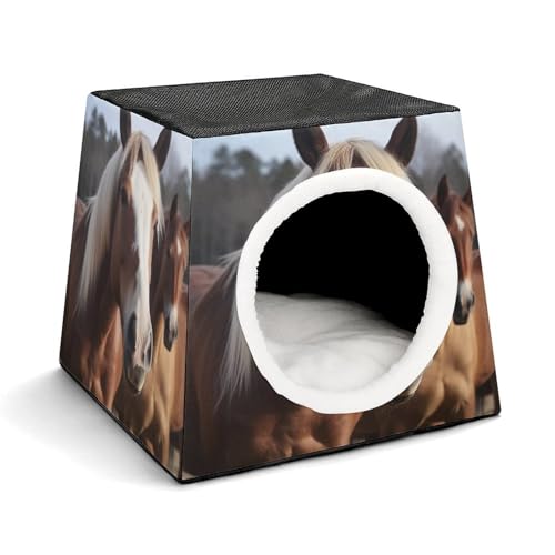 Leichte Reisebox Hundehütte Indoor & Outdoor Pferde Tiere Bedruckte Indoor Hundehütte mit waschbarem Plüschkissen Geeignet für Hunde & Katzen Leichte Reisebox Hundehütte Indoor & Outdoor Pferde Tiere Bedruckte Indoor Hundehütte mit waschbarem Plüschkissen Geeignet für Hunde & Katzen von BVKWNTSA