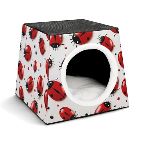 Leichte Reisebox Hundehütte Indoor & Outdoor Rot Marienkäfer Bedruckte Indoor Hundehütte mit waschbarem Plüschkissen Geeignet für Hunde & Katzen Leichte Reisebox Hundehütte Indoor & Outdoor Rot Marienkäfer Bedruckte Indoor Hundehütte mit waschbarem Plüschkissen Geeignet für Hunde & Katzen von BVKWNTSA