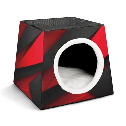 Leichte Reisebox Hundehütte Indoor & Outdoor Rot Schwarz Bedruckte Indoor Hundehütte mit waschbarem Plüschkissen Geeignet für Hunde & Katzen Leichte Reisebox Hundehütte Indoor & Outdoor Rot Schwarz Bedruckte Indoor Hundehütte mit waschbarem Plüschkissen Geeignet für Hunde & Katzen von BVKWNTSA
